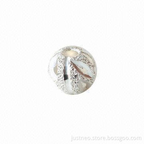 solid 925 sterling silver stardust cutout round beads, 5mm